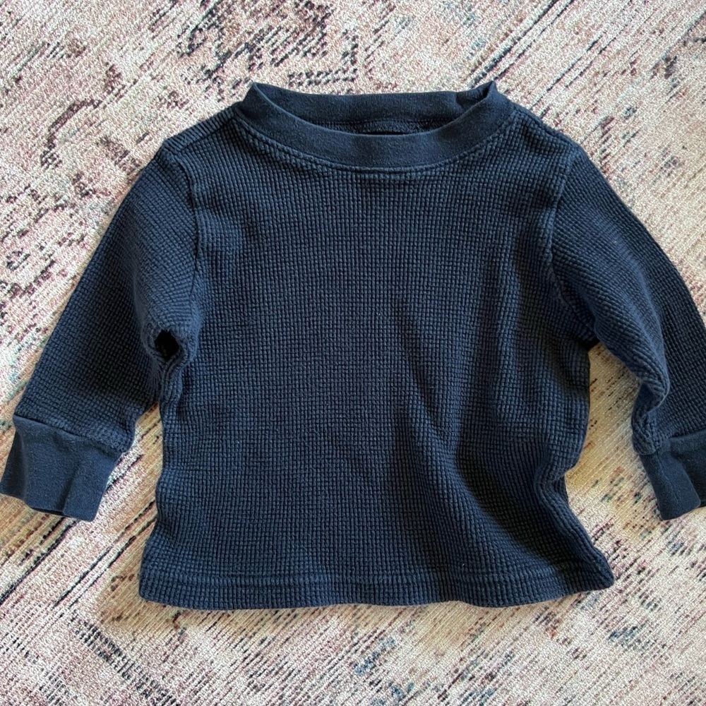 Crazy 8 Blue Long Sleeve Tee Waffle